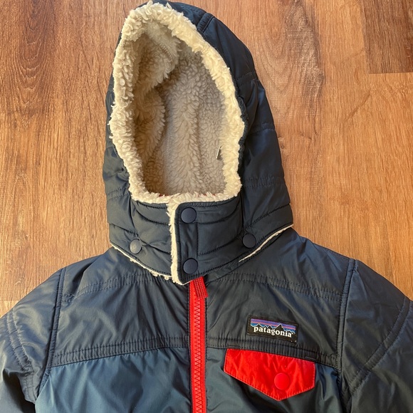 Patagonia Reversible Tribbles Hoody Baby Size 2T Blue Sherpa Puffer Full Zip # - Picture 4 of 13
